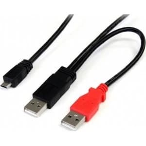 3 ft USB Y Cable for External Hard Drive Dual USB A to Micro B