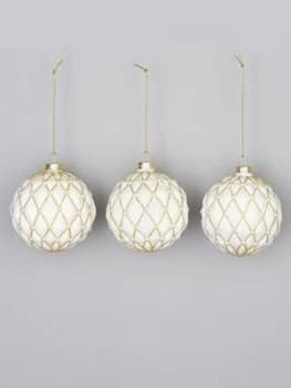 Festive White And Gold Glitter Pillow Christmas Tree Baubles