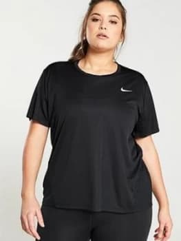 Nike Running SS Miler Top (Curve) - Black, Size 18-20=1X, Women