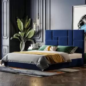 Conmo Bed King Plush Velvet Blue