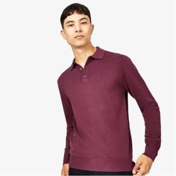 Jack Wills Alfie Long Sleeve Polo Jumper - Damson