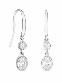 Simply Silver Sterling Silver 925 Cubic Zirconia Besel Set Oval Drop Earrings