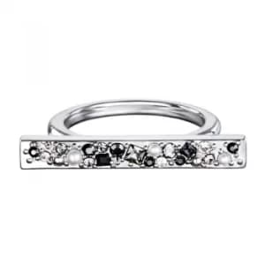 Ladies Karl Lagerfeld Silver Plated Scattered Crystal Bar Ring Size L