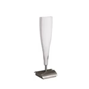 Java Table Lamp Small 1 Light E14, Satin Nickel/Frosted White Glass