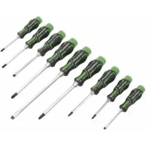 Hammer-thru Screwdriver Set Hi-vis Green 9PC