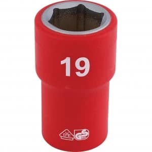 Draper 1/2" Drive VDE Fully Insulated Hexagon Socket Metric 1/2" 19mm