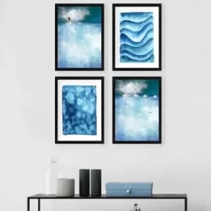 SET_063 Multicolor Decorative Framed Painting (4 Pieces)