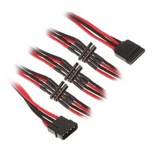 BitFenix Molex to 4x SATA Adapter 20cm - sleeved black/red/black