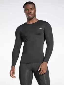 Reebok Workout Ready Compression Long-Sleeve Top Long-Sleeve Top, Black, Size L, Men