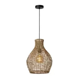Alban Scandinavian Rattan Pendant Light - Ø35cm - 1xE27 - Light Wood