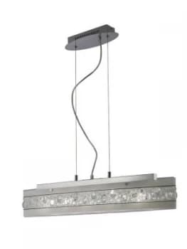 Ceiling Pendant Bar 5 Light Polished Chrome, Glass, Crystal