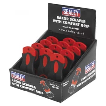 Sealey AK8652 Razor Scraper with Comfort Grip Display Box of 12