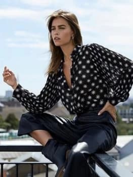 Mint Velvet Mint Velvet Luna Star Foil Print Pleat Sleeve Blouse