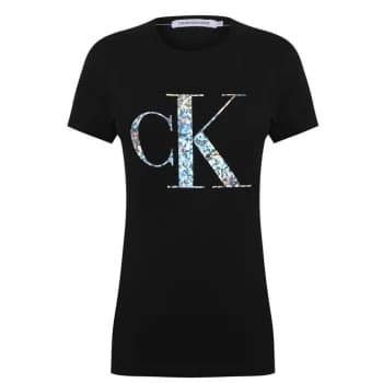 Calvin Klein Jeans Metallic Logo T Shirt - BAE Black