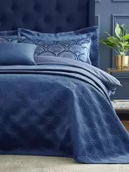 Catherine Lansfield Art Deco Pearl Bedspread 220X230 In Navy