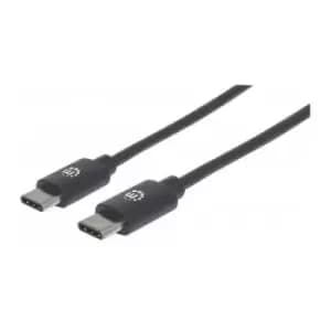 Manhattan USB-C to USB-C Cable 50cm Male to Male Black 480 Mbps (USB 2.0) Equivalent to Startech USB2CC50CM Hi-Speed USB Lifetime Warranty Polybag