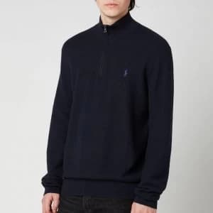 Polo Ralph Lauren Mens Cotton Quarter Zip Jumper - Navy Heather - S
