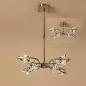 Kromo Convertible Telescopic Semi-Ceiling Light 4 Bulbs G9, antique brass