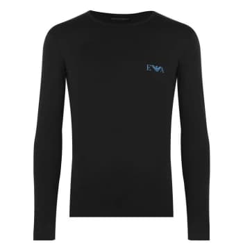 EMPORIO ARMANI Monogram Long Sleeve T Shirt - Black