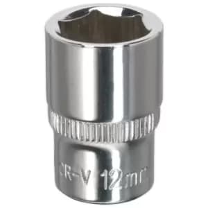 Sealey SP1412 WallDrive Socket 12mm 1/4"Sq Drive Fully Polished
