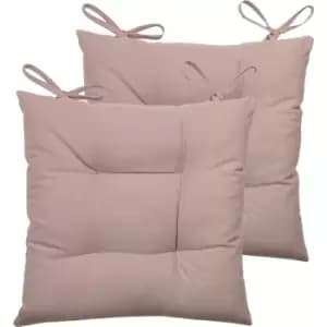 Furn. Cuba Pintuck Polyester Filled Seat Pads With Ties (pack Of 2) Cotton Blush