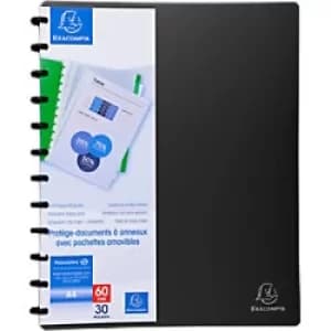 Exacompta PP Display Books with Removable Pkts, A4, 30 Pkts, Black, Pack of 4