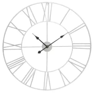 Interiors by PH Large Silver Metal Roman Numeral Wall Clock