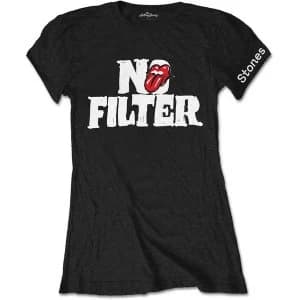 The Rolling Stones - No Filter Header Logo Womens Large T-Shirt - Black