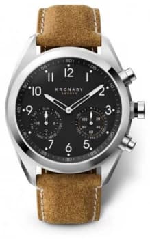 Kronaby 43mm APEX Black Dial Brown Suede Strap A1000-3112 Watch