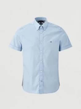 Tommy Hilfiger Slim Fine Twill Short Sleeve Shirt - Baby Blue, Baby Blue, Size L, Men
