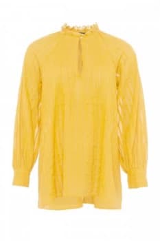 French Connection Moala Cotton Flared Top Mustard Yellow