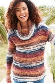 Stripe Cowl Neck Jumper