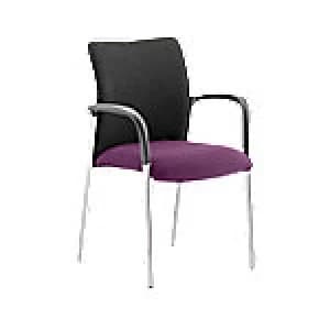 Visitor Chair Academy Black Fabric Back With Tansy Purple Seat With Arms