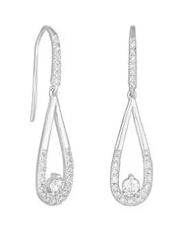 Simply Silver Sterling Silver 925 Cubic Zirconia Sleek Teardrop Drop Earrings, Silver, Women