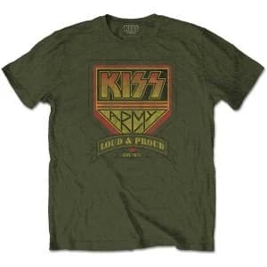 KISS - Loud & Proud Mens Large T-Shirt - Military Green