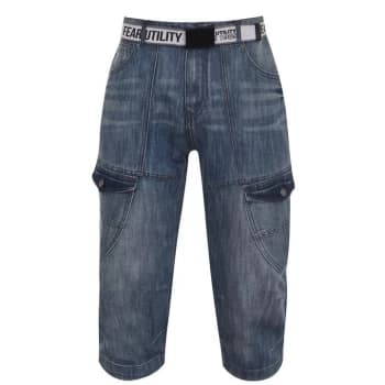 No Fear Belted Cargo Shorts Mens - Light Wash