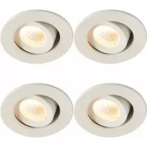 4 PACK Micro Adjustable Ceiling Downlight - 4W Warm White LED - Matt White