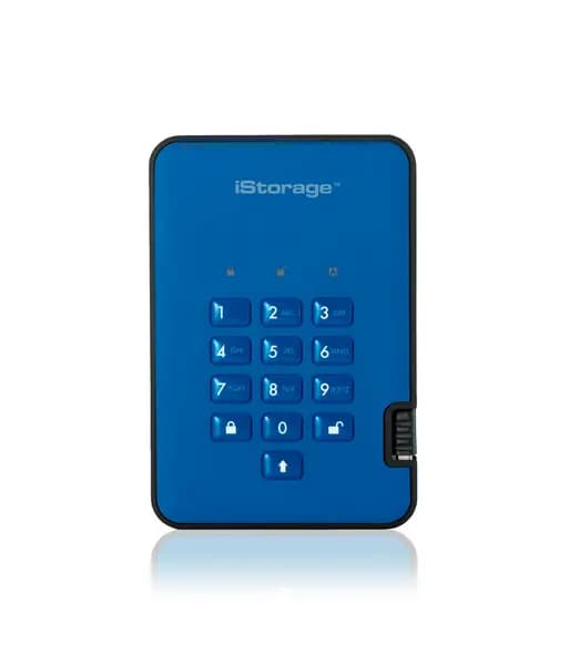 iStorage iStorage diskAshur2 256-bit 128GB USB 3.1 secure encrypted solid-state drive - Blue IS-DA2-256-SSD-128-BE IS-DA2-256-SSD-128-BE