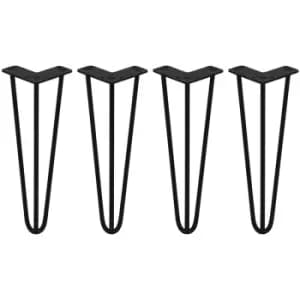 4 x Hairpin Leg - 14 - Black - 3 Prong - 10m - Black