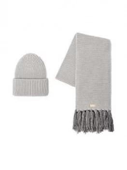 UGG Knit Cuff Hat And Scarf Set, Light Grey, Women