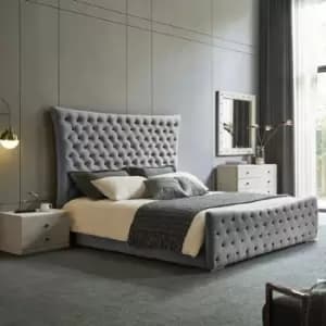 Plexa Bed Double Plush Velvet Grey