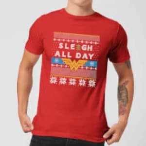 Wonder Woman 'Sleigh All Day Mens Christmas T-Shirt - Red - L