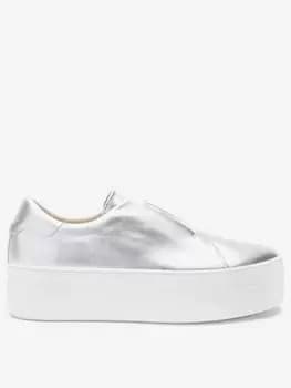 Mint Velvet Ellie Metallic Flatform Slip On Trainer, Silver, Size 39, Women