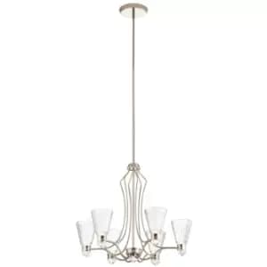 Kichler Kayva Integrated LED Multi Arm Pendant Ceiling Light Polished Nickel, 3000K, IP44