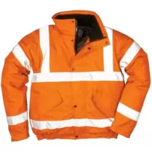 Portwest Mens Hi-Vis Safety Workwear Bomber Jacket GO/RT (M) (Orange) - Orange