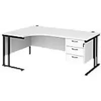 Dams International Left Hand Ergonomic Desk MC18ELP3KWH 1,800 x 1,200 x 725 x 800 - 990 mm