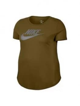 Nike NSW Essential Futura T-Shirt (Curve) - Olive , Olive, Size 26-28=3X, Women