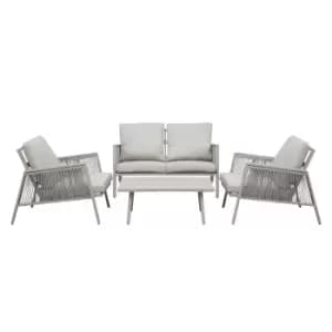 Dellonda Fusion Aluminium 4pc Outdoor Sofa, Arm Chairs & Coffee Table Set DG56