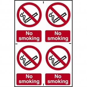 Scan No Smoking Sign Pack of 4 100mm 150mm Standard