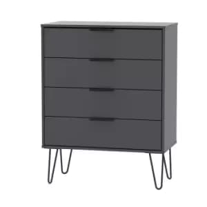 Hirato 4 Drawer Black Chest With Black Hairpin Legs